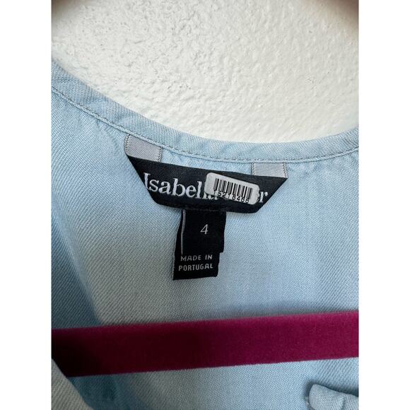 Isabella Oliver Raffa Chambray Tiered Midi Maternity Dress Blue Women's Size 4 - Picture 3 of 8